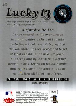 2007 Ultra #240 Alejandro De Aza Back