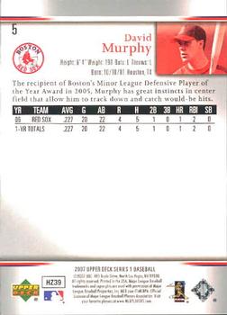 2007 Upper Deck #5 David Murphy Back