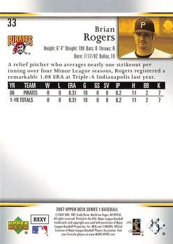 2007 Upper Deck #33 Brian Rogers Back