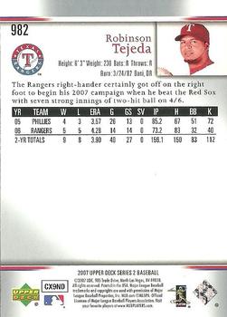 2007 Upper Deck #982 Robinson Tejeda Back