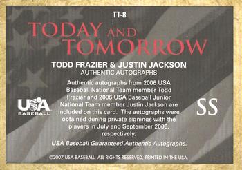 2006-07 USA Baseball Box Set  - Today And Tomorrow Signatures Blue #TT-8 Todd Frazier / Justin Jackson Back