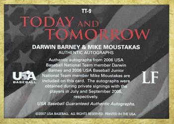 2006-07 USA Baseball Box Set  - Today And Tomorrow Signatures Red #9 Darwin Barney / Mike Moustakas Back