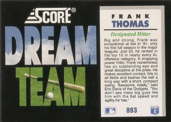 1992 Score #893 Frank Thomas Back