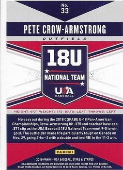 2019 Panini USA Baseball Stars & Stripes - Longevity Base Retail #33 Pete Crow-Armstrong Back