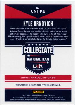 2019 Panini USA Baseball Stars & Stripes - CNT Signatures Black Ink #CNT KB Kyle Brnovich Back