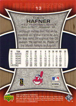 2007 Upper Deck Elements #13 Travis Hafner Back