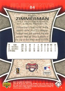 2007 Upper Deck Elements #84 Ryan Zimmerman Back
