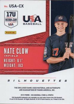 2019 Panini USA Baseball Stars & Stripes - USA BB Silhouettes Signatures Jerseys #USA-CX Nate Clow Back