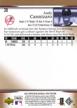 2007 Upper Deck First Edition #30 Andy Cannizaro Back
