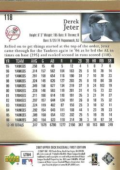 2007 Upper Deck First Edition #118 Derek Jeter Back