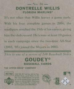 2007 Upper Deck Goudey #36 Dontrelle Willis Back