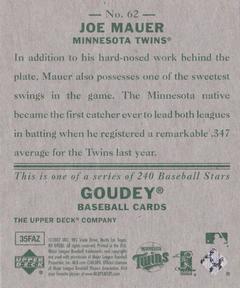 2007 Upper Deck Goudey #62 Joe Mauer Back