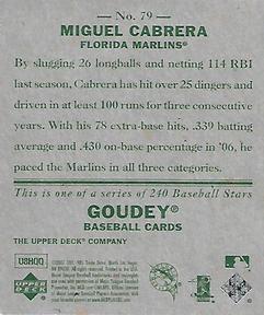 2007 Upper Deck Goudey #79 Miguel Cabrera Back