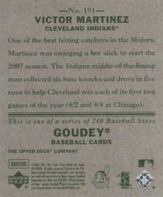 2007 Upper Deck Goudey #191 Victor Martinez Back