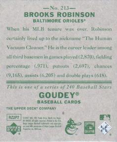 2007 Upper Deck Goudey #213 Brooks Robinson Back
