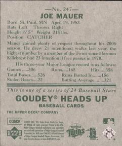 2007 Upper Deck Goudey #247 Joe Mauer Back