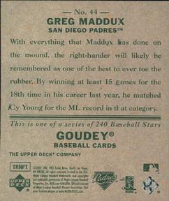 2007 Upper Deck Goudey #44 Greg Maddux Back