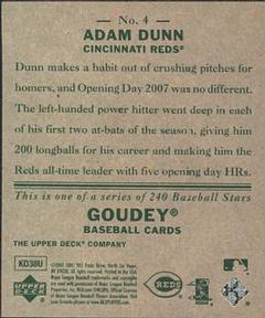 2007 Upper Deck Goudey #4 Adam Dunn Back