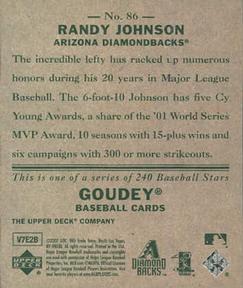 2007 Upper Deck Goudey #86 Randy Johnson Back