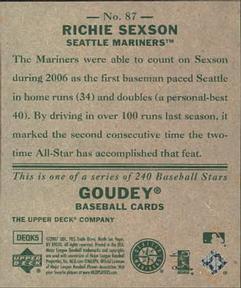 2007 Upper Deck Goudey #87 Richie Sexson Back