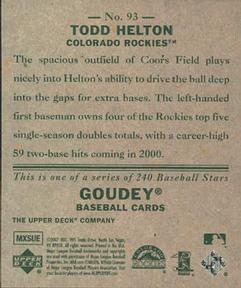 2007 Upper Deck Goudey #93 Todd Helton Back