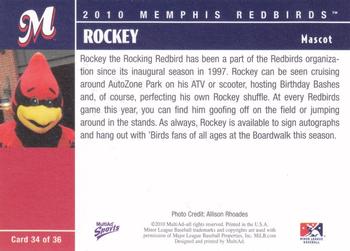 2010 MultiAd Memphis Redbirds #34 Rockey Back
