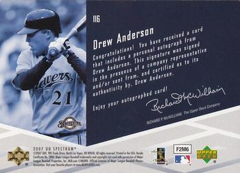 2007 Upper Deck Spectrum #116 Drew Anderson Back