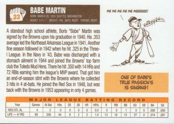 2003 1953 St. Louis Browns 50th Anniversary Set #23 Babe Martin Back