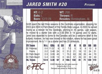 2005 MultiAd Sioux Falls Canaries #19 Jared Smith Back