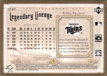 2005 SP Legendary Cuts - Legendary Lineage #LE-KP Kirby Puckett Back