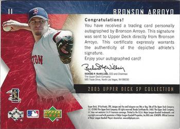2005 SP Collection - SPx Signatures #11 Bronson Arroyo Back