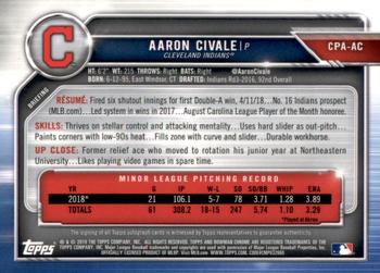 2019 Bowman - Chrome Prospect Autographs #CPA-AC Aaron Civale Back