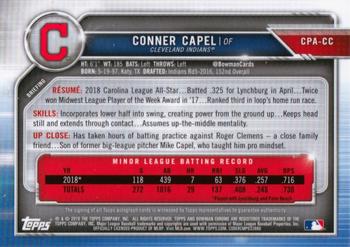 2019 Bowman - Chrome Prospect Autographs #CPA-CC Conner Capel Back