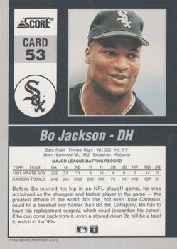 1992 Score - 90's Impact Players #53 Bo Jackson Back