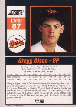1992 Score - 90's Impact Players #87 Gregg Olson Back