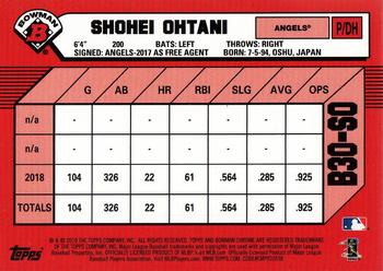 2019 Bowman - 30th Anniversary Bowman #B30-SO Shohei Ohtani Back
