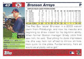 2005 Topps - Gold #47 Bronson Arroyo Back
