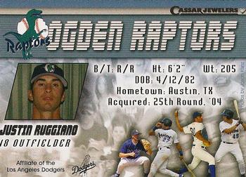 2004 Cassar Jewelers Ogden Raptors #NNO Justin Ruggiano Back