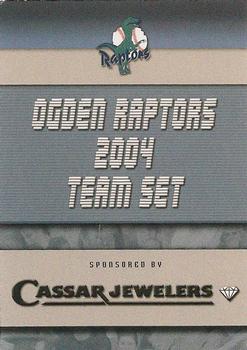 2004 Cassar Jewelers Ogden Raptors #NNO Team Card Front