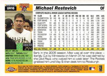 2005 Topps Chrome Updates & Highlights - Black Refractors #UH16 Michael Restovich Back