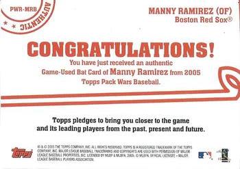 2005 Topps Pack Wars - Relics #PWR-MRB Manny Ramirez Back