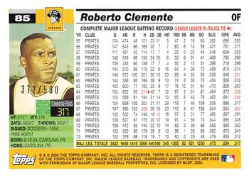 2005 Topps Retired Signature Edition - Gold #85 Roberto Clemente Back