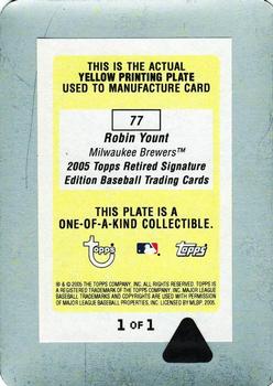 2005 Topps Retired Signature Edition - Printing Plates Yellow #77 Robin Yount Back