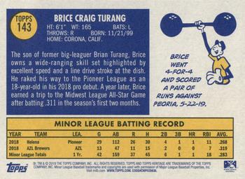 2019 Topps Heritage Minor League #143 Brice Turang Back