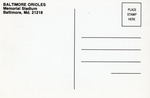 1989 Baltimore Orioles Postcards #NNO Dave Johnson Back