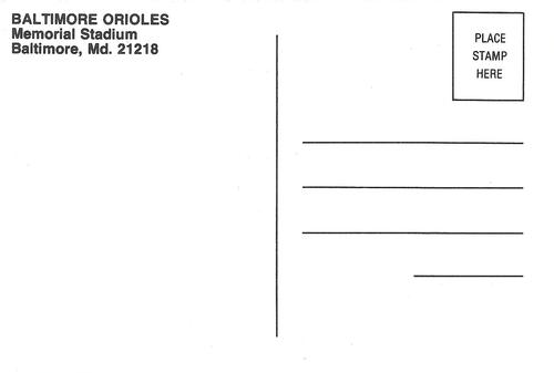1989 Baltimore Orioles Postcards #NNO Joe Orsulak Back