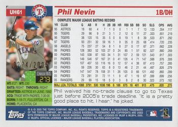 2005 Topps Updates & Highlights - Gold #UH61 Phil Nevin Back