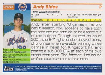 2005 Topps Updates & Highlights - Gold #UH275 Andy Sides Back