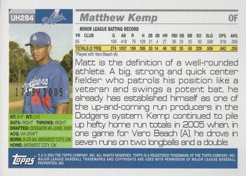 2005 Topps Updates & Highlights - Gold #UH284 Matthew Kemp Back
