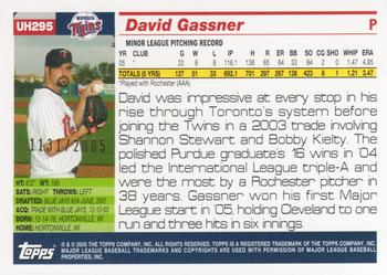 2005 Topps Updates & Highlights - Gold #UH295 Dave Gassner Back